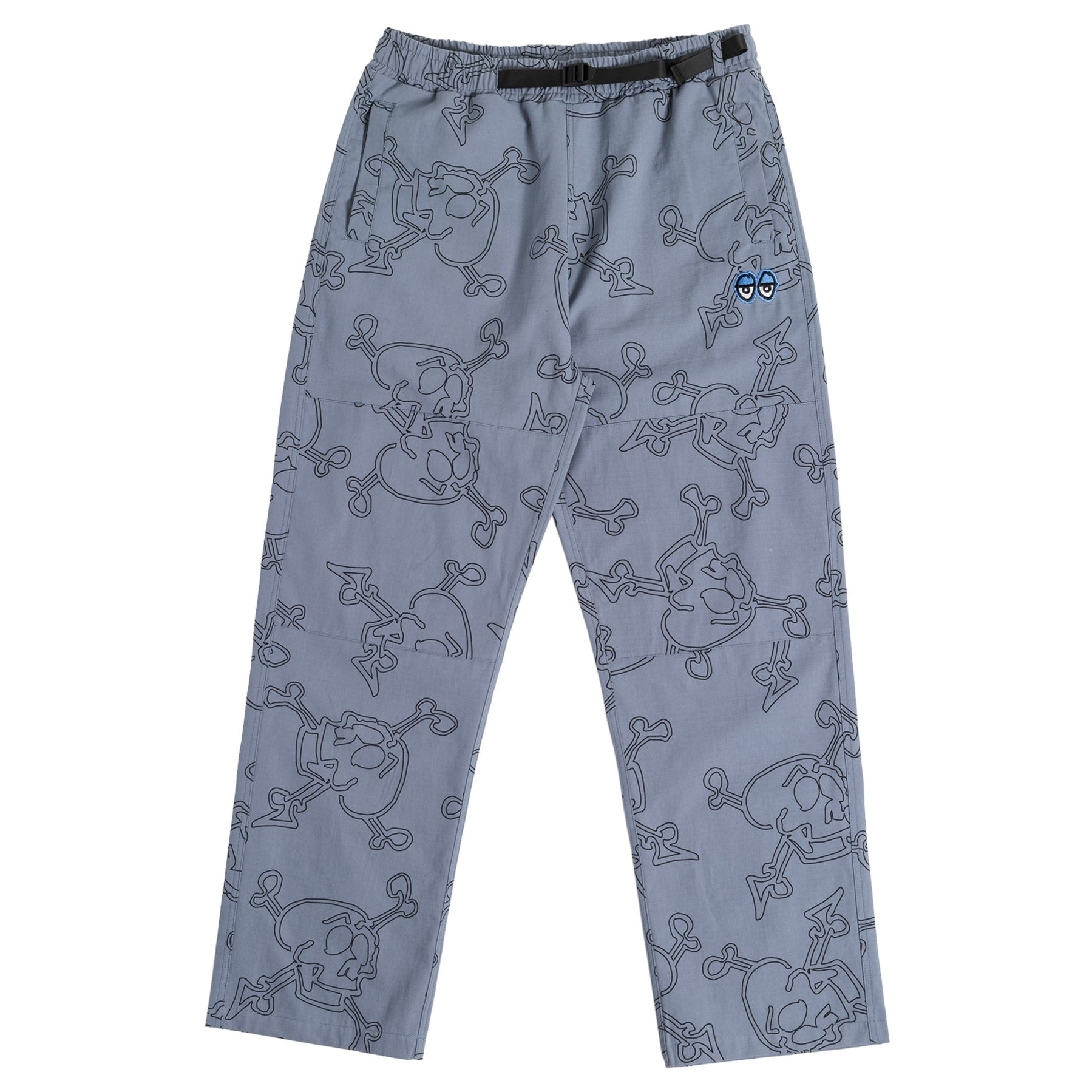 Krooked Style Eyes Ripstop Double Knee Pants (Grey) - Apple Valley Emporium