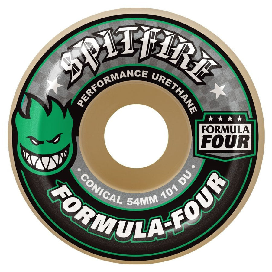 Spitfire Formula Four Conical 101a 54mm Skateboard Wheels (Green) - Apple Valley Emporium