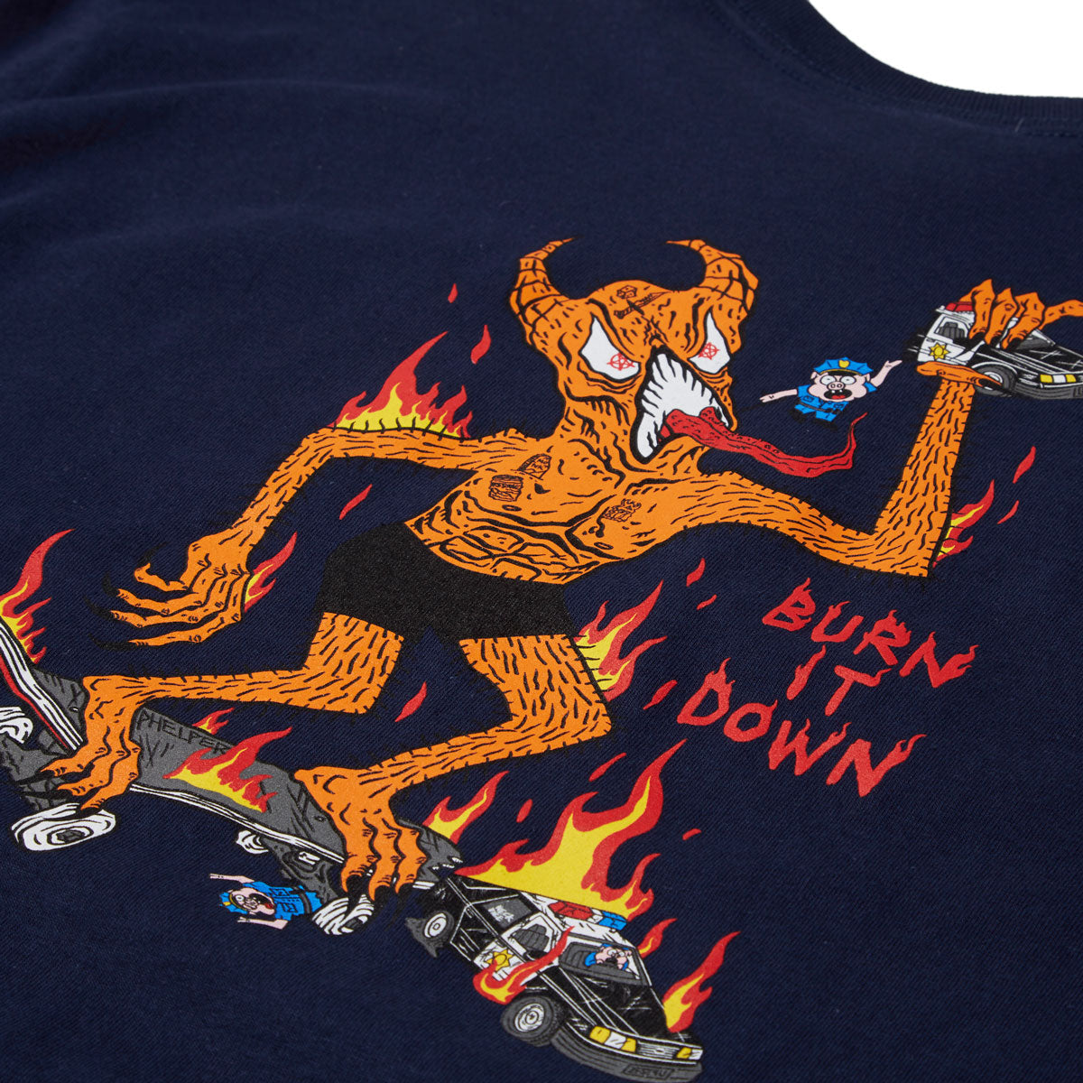 Thrasher Burn It Down Short Sleeve T-Shirt (Navy) - Apple Valley Emporium