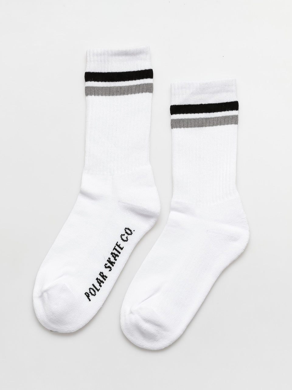 Polar Skate Co. Stripe Socks (White/Black/Grey) - Apple Valley Emporium