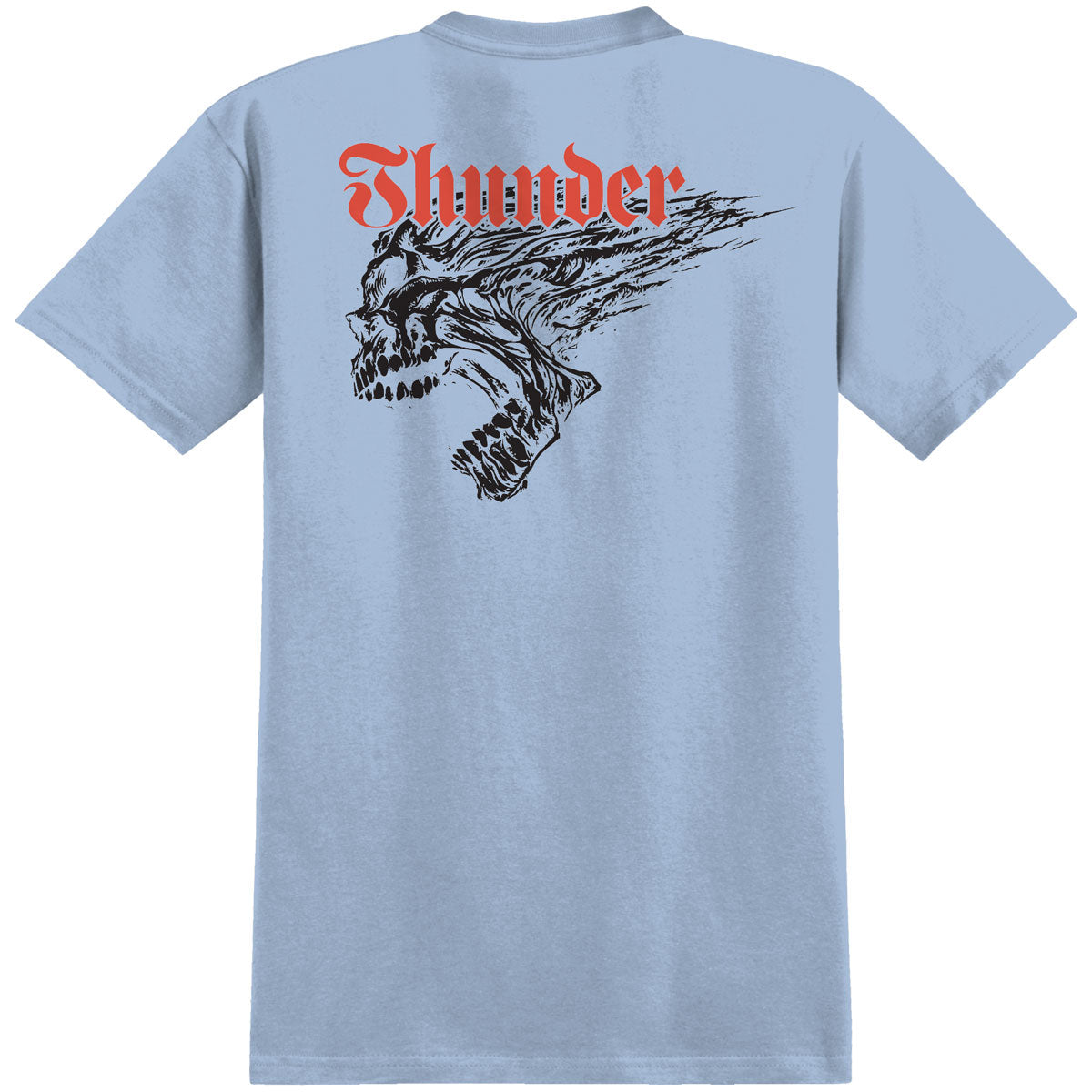 Thunder Screaming Skull Redux Short Sleeve T-Shirt (Light Blue/Red/Black) - Apple Valley Emporium
