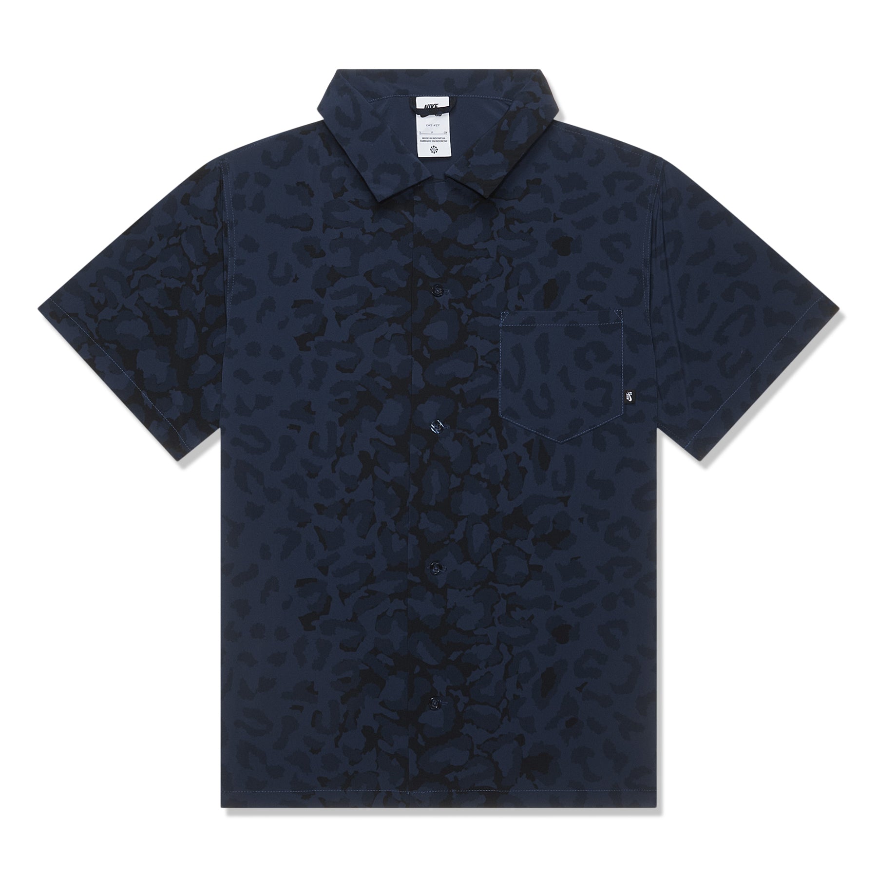 Nike SB Print Bowler Short-Sleeve Button-Up Skate Shirt (Midnight Blue) - Apple Valley Emporium