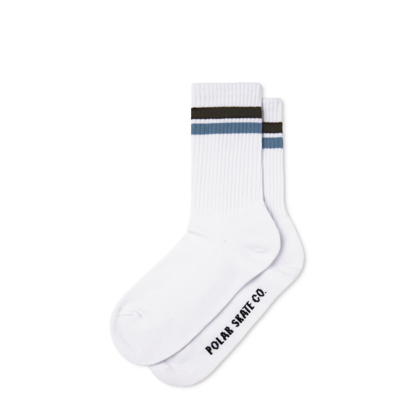 Polar Skate Co. Stripe Socks (White/Brown/Blue) - Apple Valley Emporium