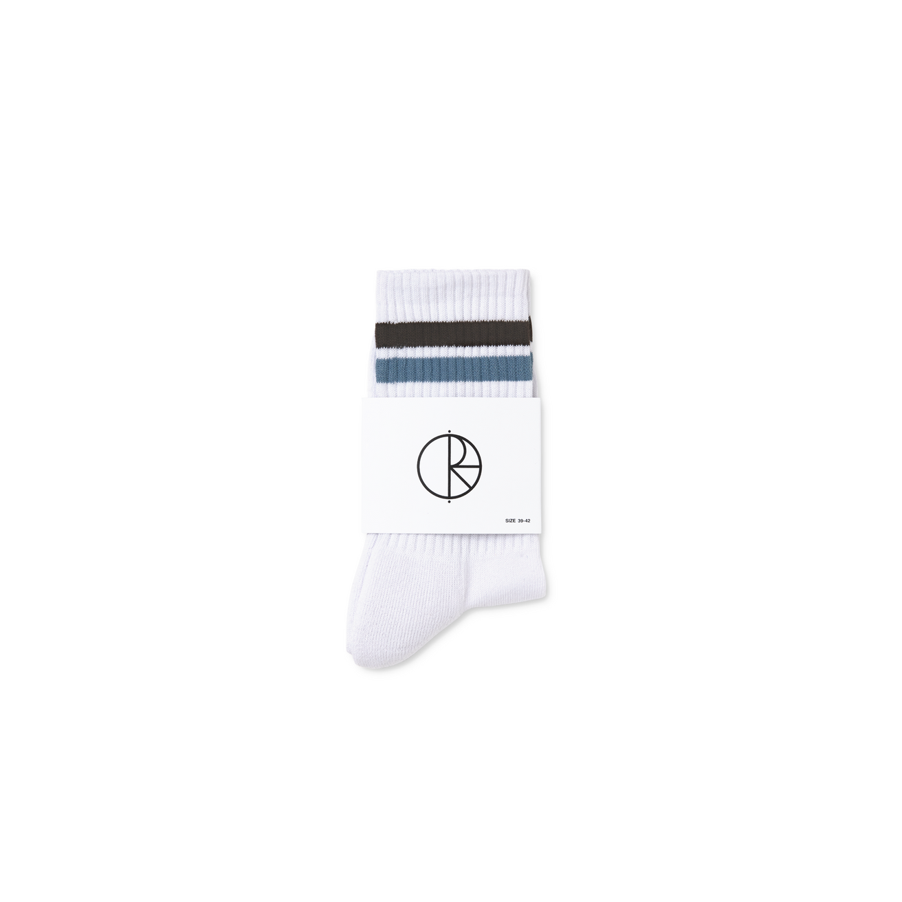 Polar Skate Co. Stripe Socks (White/Brown/Blue) - Apple Valley Emporium
