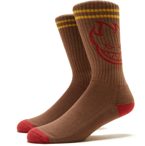 Spitfire Bighead Crew Socks (Brown/Red/Gold)