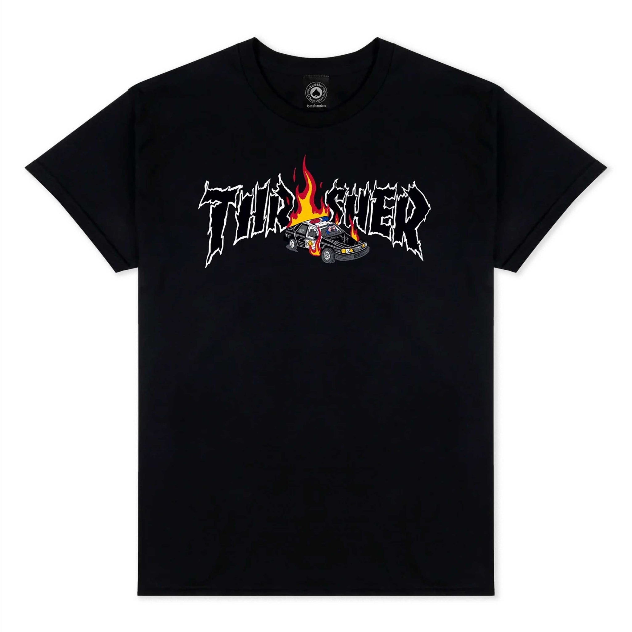 Thrasher Cop Car Short Sleeve T-Shirt (Black) - Apple Valley Emporium
