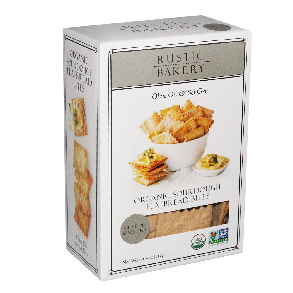 Rustic Bakery Bites - Olive Oil & Sel Gris Organic Sourdough Flatbread Bites - Apple Valley Emporium