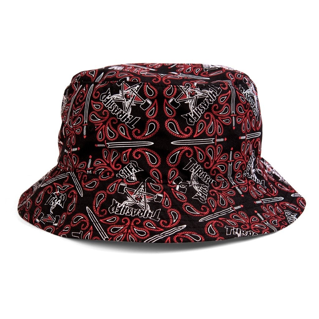 Thrasher Bandana Print Bucket Hat (Black/Red) - Apple Valley Emporium