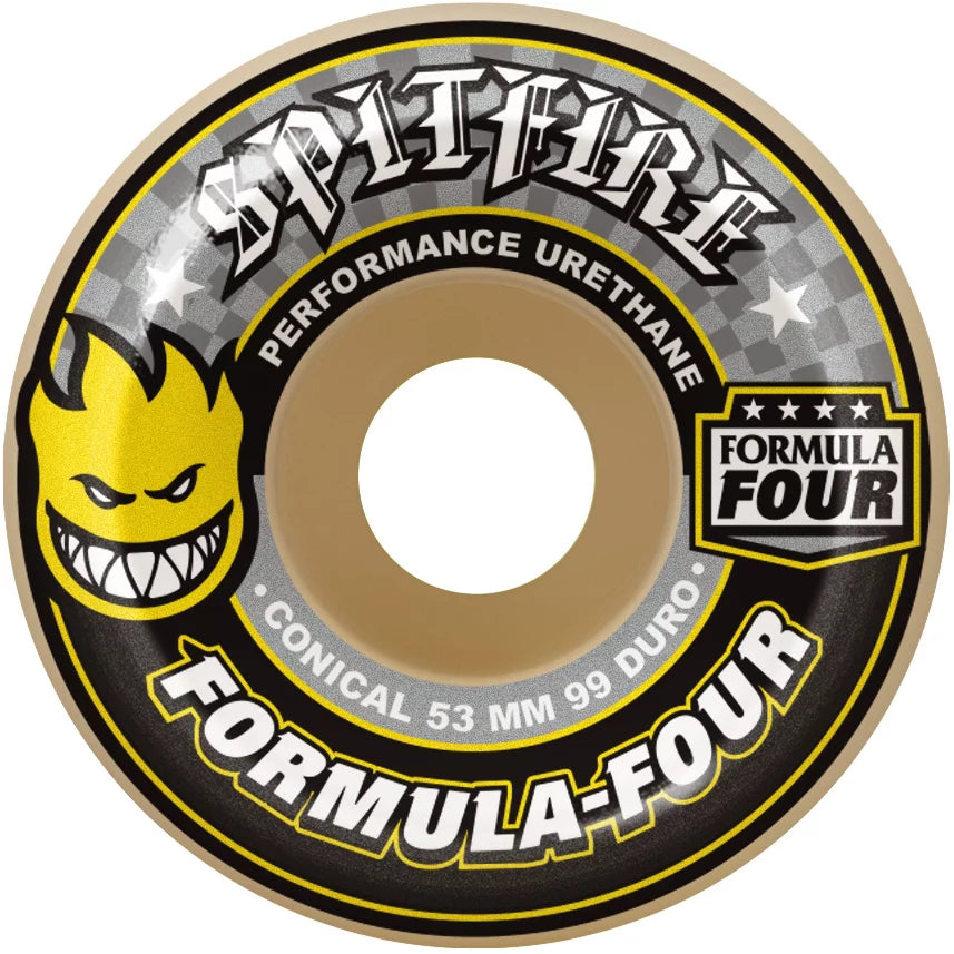 Spitfire Formula Four 99D Conical 54mm Skateboard Wheels (Yellow)