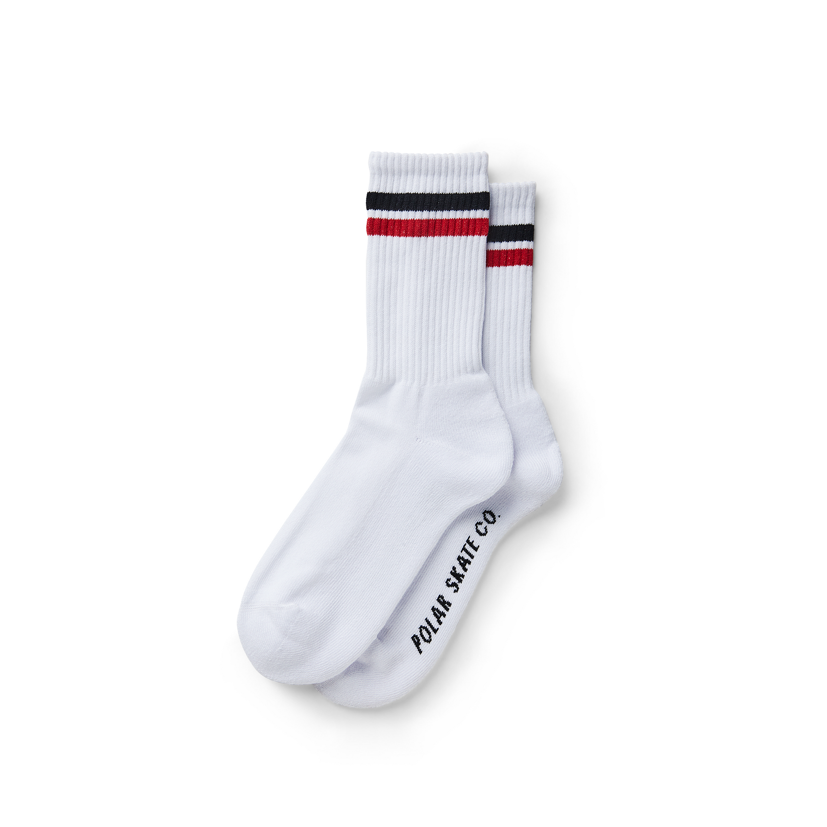 Polar Skate Co. Stripe Socks (White/Black/Red) - Apple Valley Emporium