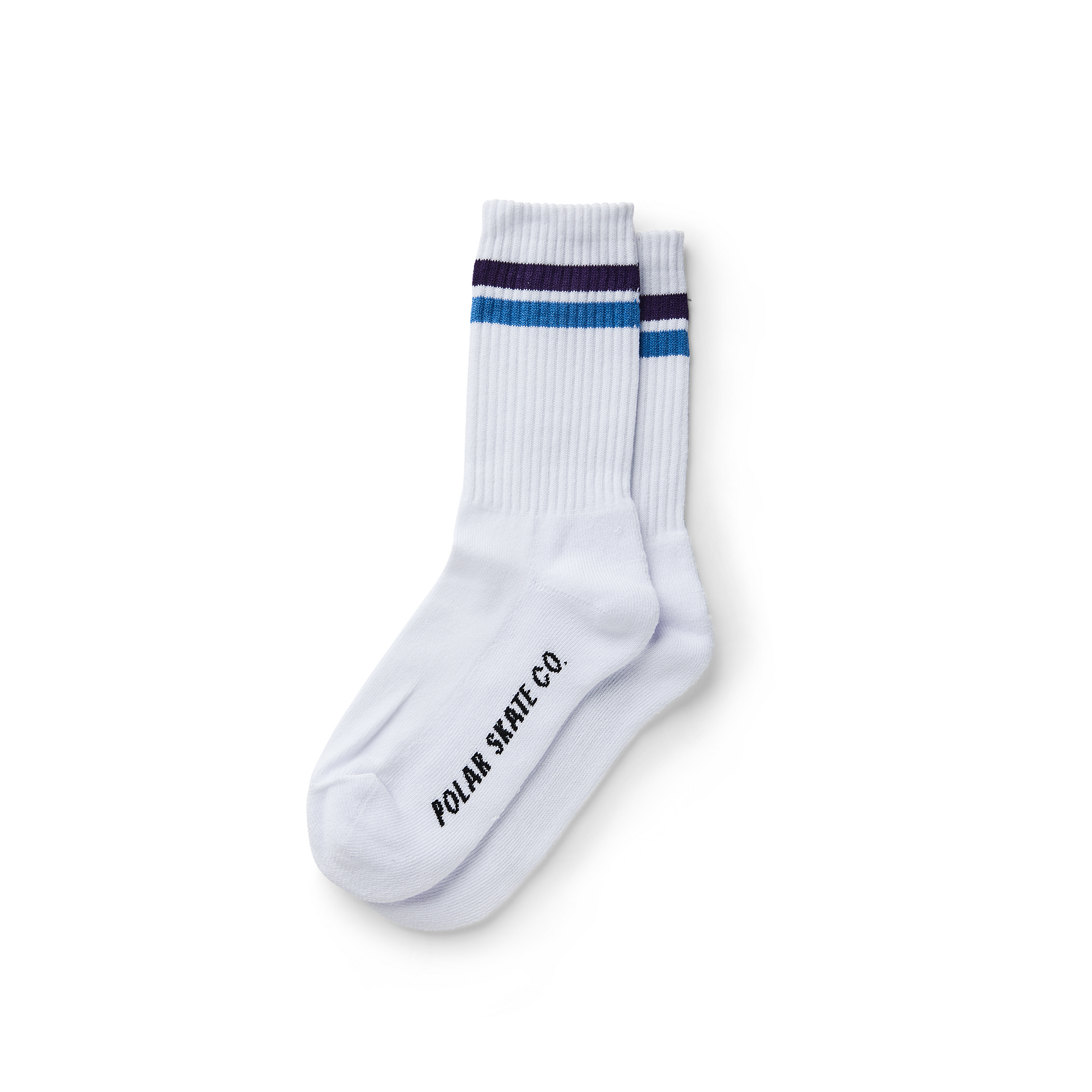Polar Skate Co. Stripe Socks (White/Purple/Blue) - Apple Valley Emporium