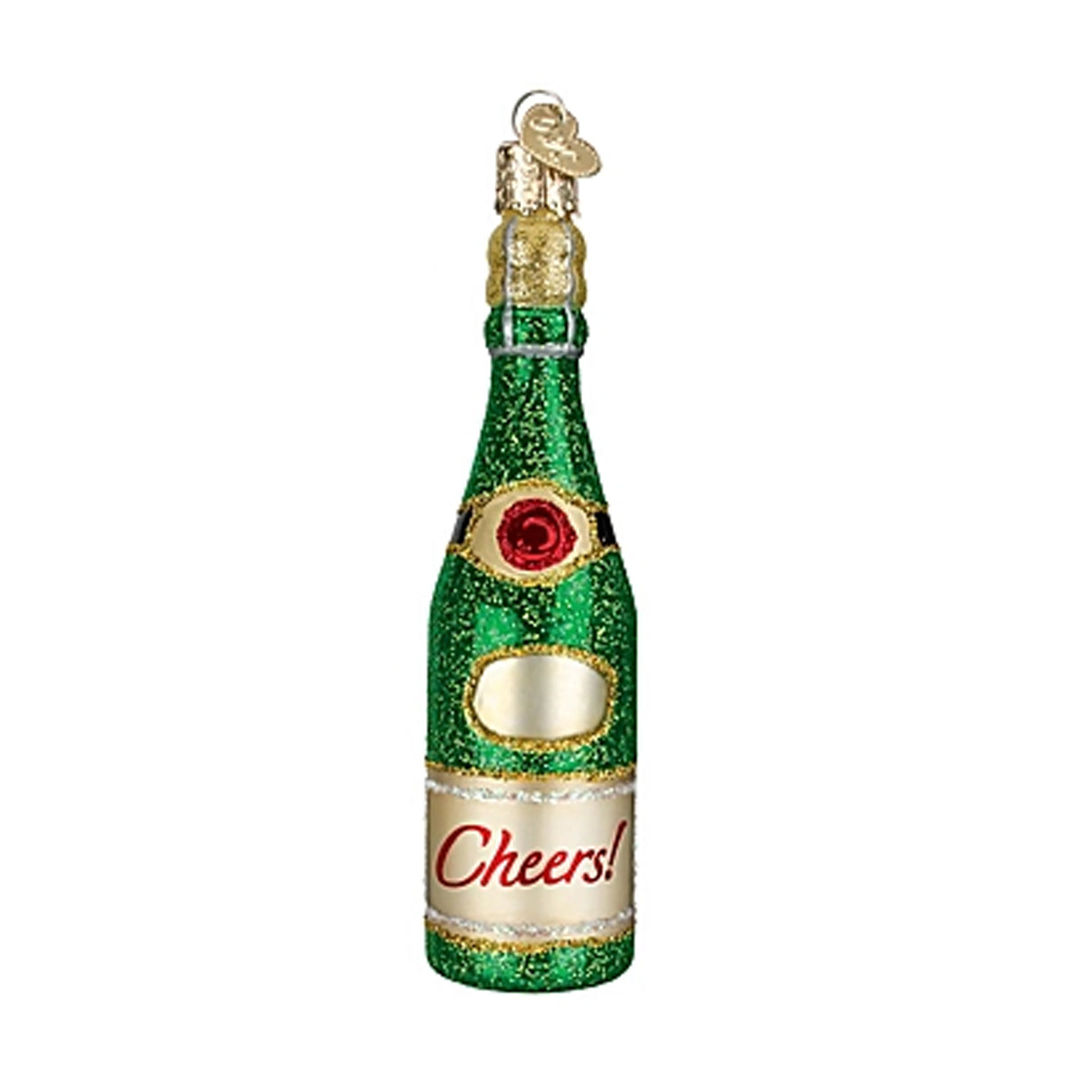 Cheers Champagne Bottle Christmas Tree Ornament 4.5" - Apple Valley Emporium