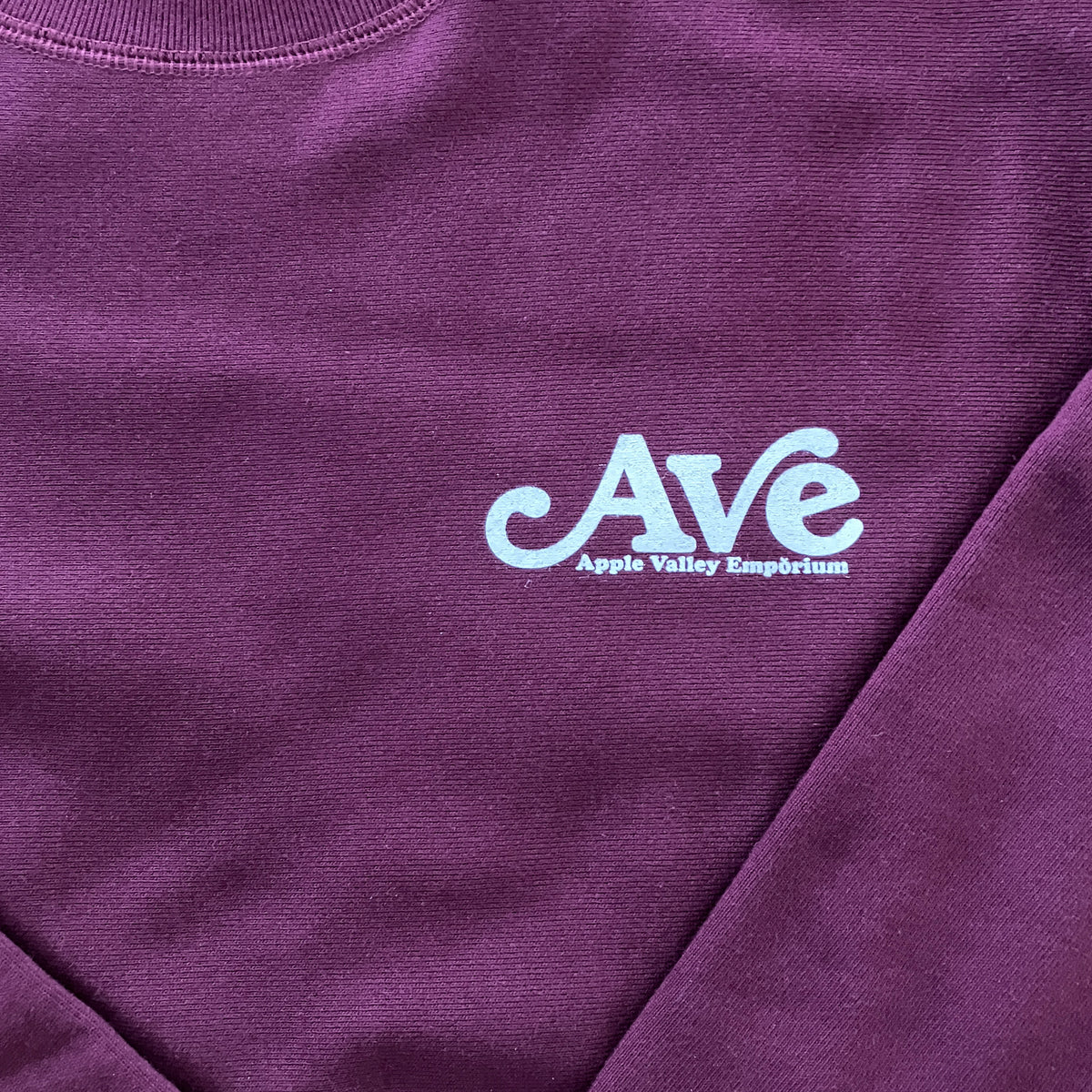 AVE Script Unisex Crewneck Sweatshirt (Maroon) - Apple Valley Emporium