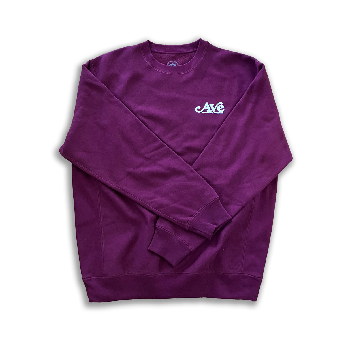AVE Script Unisex Crewneck Sweatshirt (Maroon) - Apple Valley Emporium
