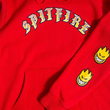 Spitfire Old English Bighead Sleeve Fill Hooded Sweatshirt (Red) - Apple Valley Emporium