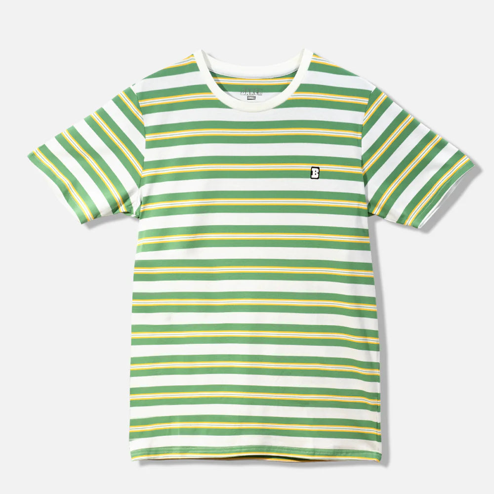 Baker Capital B Stripe Short Sleeve T-Shirt (Green/Yellow) - Apple Valley Emporium
